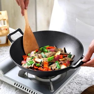 Meilleure vente <span class=keywords><strong>Wok</strong></span> <span class=keywords><strong>en</strong></span> <span class=keywords><strong>fonte</strong></span> chinoise <span class=keywords><strong>Wok</strong></span> <span class=keywords><strong>en</strong></span> <span class=keywords><strong>fonte</strong></span> pré-assaisonné avec 2 poignées - Product Image 3