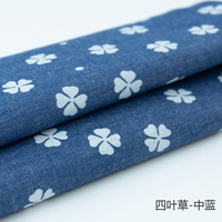 9 Ontwerpen 4.5Oz 32S Katoen Gewassen Ster 4-Blad Klaver Fruit Patroon Bedrukt Denim Stof