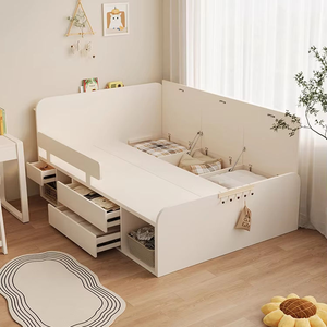 Letto singolo per bambini in legno bianco di grandi dimensioni con contenitore - Product Image 3