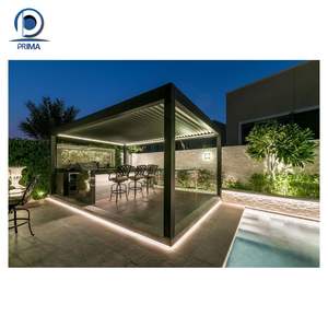 Pergola motorisée automatique à panneaux solaires, moderne, imperméable, avec revêtement en poudre, prix d'usine <span class=keywords><strong>Prima</strong></span>, lames de pont, LED, aluminium - Product Image 4