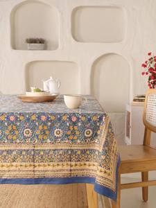 Mantel de diseño Floral con estampado de bloques de algodón puro lavable a máquina cubierta de mesa decorativa para el hogar para fiesta de boda - Product Image 6