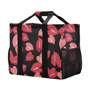 Hawaii Pink Anthurium Flower Custom Design Logo <b>HandBag</b> Large Capacity Women Tote Reusable Shopping Cooler Bag for Women - Product Image 1