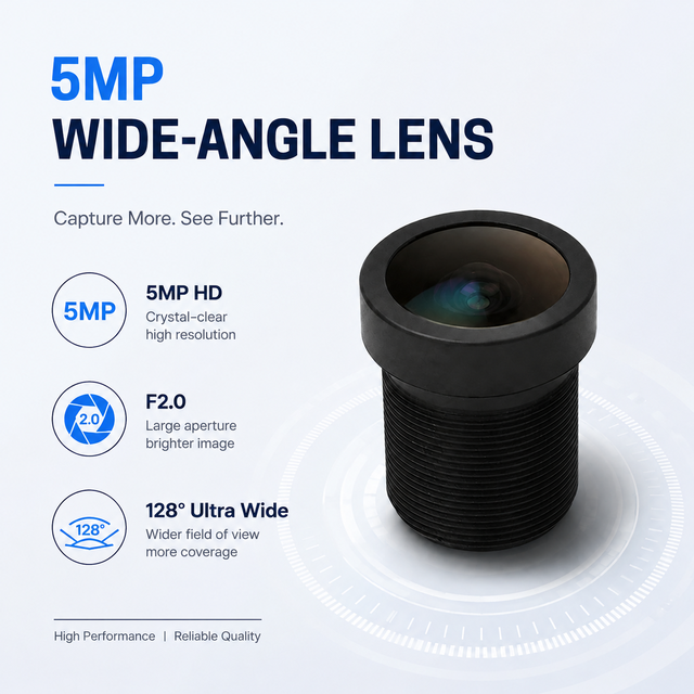 High Quality CCTV Camera Lens 5MP 6G Glass Action Camera Lens M12 F2.0 Large Aperture Optical CCTV Lens for Car DVR