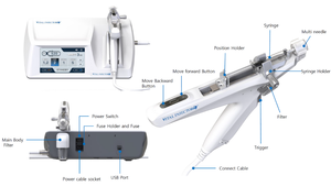 Pistolet de mésothérapie sous vide multi-aiguilles Vital Injector 3, 5 niveaux de vitesse réglables, écran tactile, anti-âge et raffermissant pour le visage - Product Image 5