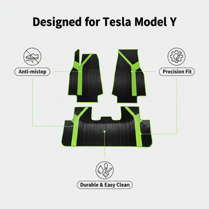 Juego Completo de 2 Piezas de Accesorios Interiores de Látex con Rayas Perforadas con Aguja para Tesla Model Y Facelift, 10 mm de Grosor, Fáciles de Limpiar, 1 Año de Garantía - Product Image 2