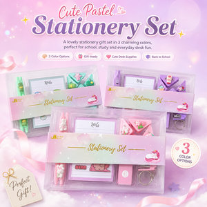 Set Personalizzabile con Mini Quaderno a Tema Cartone Animato da 50 Pagine, Penna Gel e Cucitrice, Regalo di <span class=keywords><strong>Cancelleria</strong></span> Scolastica per Ragazze - Product Image 1