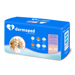 Dermaped Couches-culottes jetables pour adultes, pour l'incontinence, Taille XL, 30 pièces, haute absorption, respirantes, douces, pour personnes âgées, lot de 4 balles - Product Image 1