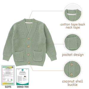 Pulls en laine d'hiver chauds en coton biologique 100% standard pour garçons et filles, cardigan pour bébés - Product Image 2