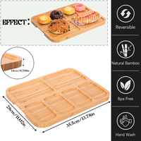 Plateau de service en bois écologique de haute qualité avec design divisé pour le sushi et le service de repas Vaisselle durable