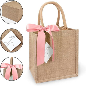 Eco-Friendly Gift Square Shape Jute <strong>Tote</strong> Bag Laminated Canvas Cotton Shopping Jute <strong>Tote</strong> Bag - Product Image 2