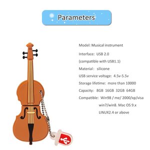 Unidad <span class=keywords><strong>Flash</strong></span> USB con Forma de Guitarra de Alto Rendimiento, Almacenamiento de Datos Portátil Creativo para Regalos y Promociones - Product Image 3