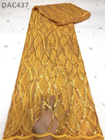 Tissu en dentelle à sequins marron, maille à sequins, broderie florale en guipure, polyester élastique pour robes