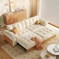 Canapé-lit pliable 3 places en tissu de lin moderne nuage double 3 places design 3-en-1 pour la chambre ou l'école avec lit gigogne
