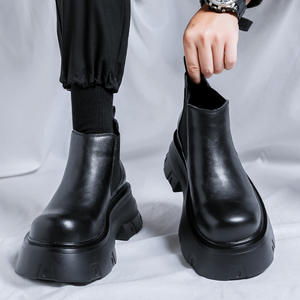 Bottes Chelsea en PU noir de haute qualité pour hommes, confortables, à hauteur de cheville, antidérapantes, pour l'automne, l'hiver et l'été, durables - Product Image 2
