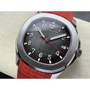 Reloj mecánico impermeable de súper calidad, 40 mm, movimiento de fábrica, esfera negra, reloj de buceo con correa roja. - Product Image 2