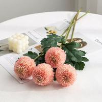 Chrysanthème Artificiel à Tige Unique, Fleur de Ping-Pong Faite à la Main, Haute Simulation, Décoration pour Mariage, Noël, Remise de Diplôme