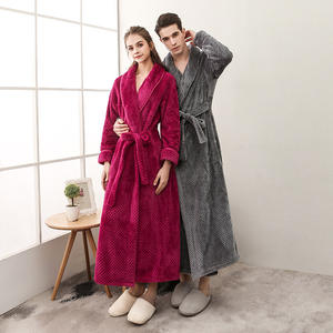 <span class=keywords><strong>Prix</strong></span> usine doux gaufré armure Robe avec poches couleur unie peignoir pour femmes hommes confortable maison porter après le bain, en gros - Product Image 1