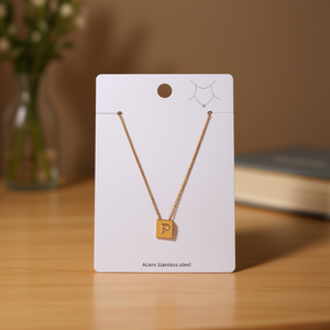 Collier en acier inoxydable Angelina, lettre P, plaqué or, classique, unisexe, bijoux cadeau - Product Image 2