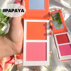 พาเลทบลัชครีม 2 สี เม็ดสีแน่น สูตรสมุนไพรธรรมชาติ กันน้ำ บำรุงผิว ไม่ทดลองกับสัตว์ ปราศจากกลูเตน ขนาดพกพา เนื้อแมท - Product Image 2