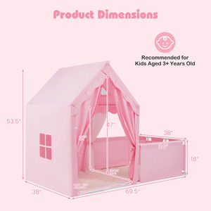 Lavabile in tela di cotone resistente Playhouse bambini giocano tenda con box cortile tende porte finestre luci a stella - Product Image 2