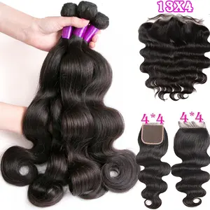 20Pcs Free Ship 10A Packet Brazilian Supplier Curly Human Hair Luxury Bodywave Straight Raw Virgin Bundles With Closure Lace Set