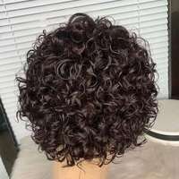 Perruque courte de style pixie en dentelle, cheveux humains, prix bas, couleur noire naturelle, perruques ondulées pour femmes noires, vente chaude