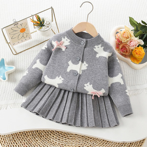 ชุดถัก2ชิ้นสำหรับเด็กผู้หญิงสไตล์เกาหลีใหม่2025ตกแต่งโบว์และกระโปรง<span class=keywords><strong>เค้ก</strong></span>ชั้นสไตล์น่ารัก - Product Image 3