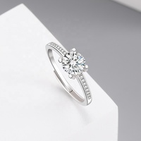 Anillo de dedo de compromiso de Plata de Ley 925 clásico Promise Moissanite Anillos de diamantes Mujeres ajustables