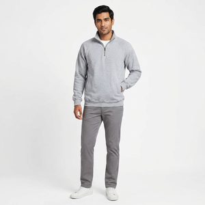 Wholesale Men's <b>Mock</b> <b>Neck</b> Pullover Hooded Sweatshirts 100% Cotton Fleece Two Side Pockets Raglan Full Sleeves Breathable Winter - Product Image 1