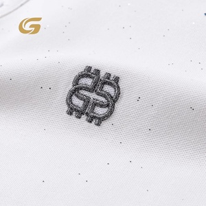 Polo para hombre al por mayor con estampado de estrellas brillantes transpirable y lujoso diseño en blanco o negro para un uso cómodo - Product Image 2