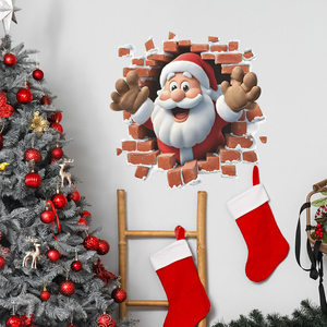 Adhesivo Decorativo de Pared 3D con Diseño de Santa Claus, Decoración Navideña de Tela No Tejida para Sala de Estar y Dormitorio - Product Image 4