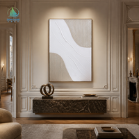 Peinture murale abstraite texturée personnalisée, motif tourbillon blanc et gris en relief avec cadre doré, sur toile