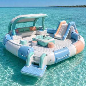 Île flottante gonflable <span class=keywords><strong>de</strong></span> luxe avec toboggan, auvent, bar et sièges pour projets hôteliers et complexes <span class=keywords><strong>de</strong></span> villégiature - Product Image 4