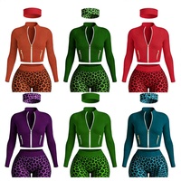 Ensemble de survêtement streetwear pour femme, veste à manches longues avec fermeture éclair dorée et short, tenue d'été imprimé guépard pour femme 2026