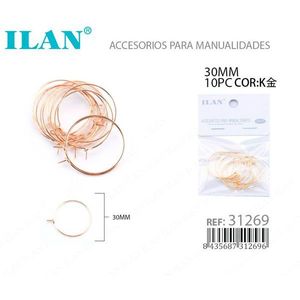 Orecchini a Cerchio Ilan 30mm in Oro K, 10 Pezzi, Materiali per Artigianato - Product Image 3