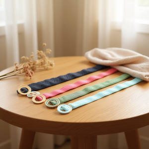 Cinturón de punto de PP con hebilla redonda de 5 cm para mujer, accesorio de moda - Product Image 3