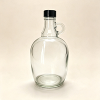 Bouteille en verre transparente de 1500 ml avec poignée et bouchon à vis, type Growler, pour le stockage de vin, kombucha et liqueurs de fruits - Vente en gros
