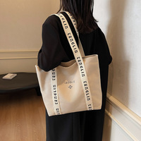 Nouveaux sacs de courses réutilisables tendance en toile de coton couleur naturelle avec poignées en tissu pour emballage et promotion