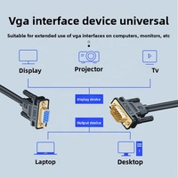 Câble d'extension VGA 3+6 avec conducteur en cuivre sans oxygène, gaine PVC 1080p, blindage tressé pour PC, TV, projecteur - Longueurs 1m/2m/5m