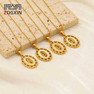 Zogxin Gold Plated Letter Pendant Necklace Women Oval Alphabet Charm Chain Fine Jewelry Everyday Wear - Product Image 1