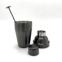 18oz 500ml Brossé Mat Noir Plaqué Bar Barman Tool Kit Boissons Boissons Cobbler Cocktail Shaker Set Avec Cuillère À Mélanger