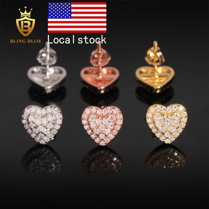 अच्छे गहने थोक 925 चांदी स्टर्लिंग बनाम मोइससानाइट डायमंड प्यार दिल का आकार गुलाबी बालियां सुंदर - Product Image 2