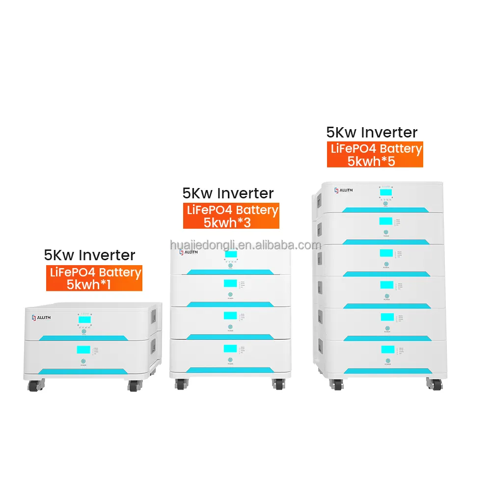 하나의 5KW 인버터 5KWH LiFePO4 배터리 48V 51.2V 100Ah 리튬 이온 배터리 팩 쌓을 수있는 10KWH 15KWH 25KWH