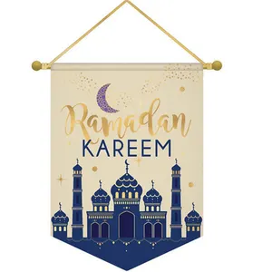 Wall Hanging Banners Eid Mubarak Decorations Eid Gift Items Wholesale Canvas Eid Mubarak Banners