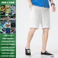Pantalones Cortos de Verano para Hombre, Talla Grande, Casuales, de Playa, Color Sólido, Mezcla de Lino y Algodón, Corte Holgado, Deportivos, de Cinco Puntos