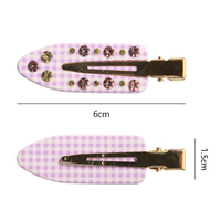 Pinces à cheveux crocodiles sans pli ni trace en strass pour cheveux fins et épais, barrettes pour coiffure, franges et maquillage, accessoires capillaires