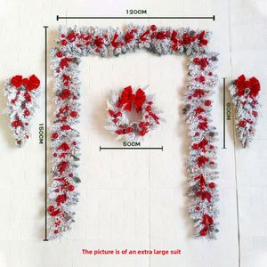 Couronne de Noël ronde en rotin floqué à suspendre au mur et à décorer les portes pour la décoration de la maison - Product Image 3