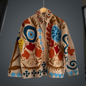 Hand Embroidered <b>Velvet</b> <b>Jacket</b> Stand Collar Solid Pattern Full Sleeve Spring Women's Coat Regular Length Woven Fabric Wholesale - Product Image 4