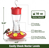 Comedero de Vidrio para Colibríes de 10 oz, a Prueba de Fugas, Ecológico y Ligero para Colgar en Exteriores