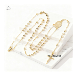 Rosario <span class=keywords><strong>DE</strong></span> <span class=keywords><strong>LA</strong></span> <span class=keywords><strong>Virgen</strong></span> María, collar con cuentas, cadena <span class=keywords><strong>de</strong></span> Rosario chapada en <span class=keywords><strong>oro</strong></span> para bodas, fiestas y regalos, venta al por mayor - Product Image 3